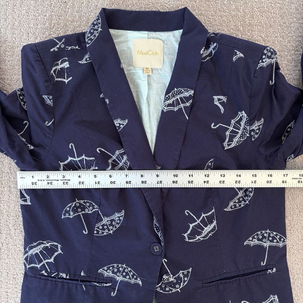 Womens Modcloth Snappy Studies Blazer Jacket Umbrellas Retro Whimsical Playful - Picture 5 of 11